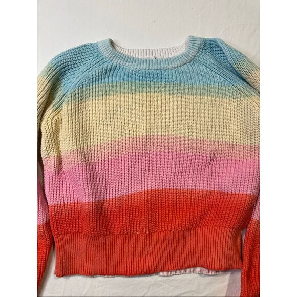 White + Warren Recycled Cotton Textured Rainbow Crewneck Sweater in Rainbow Stri - Picture 3 of 8